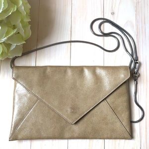 All Saints Gold Glitz Envelope Clutch Shoulder Bag